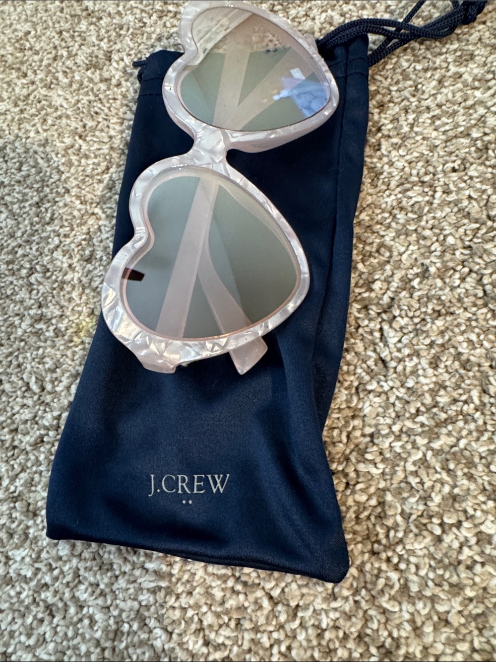 J. Crew Heart-Shaped Pearl Pink Sunglasses